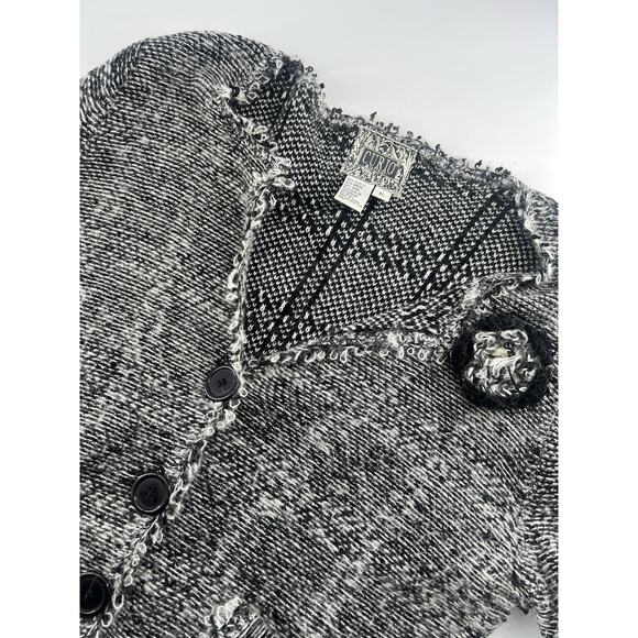 Anthropology Curio Sweater Women Extra Large Black White Wool Blend Cardigan - Picture 3 of 16